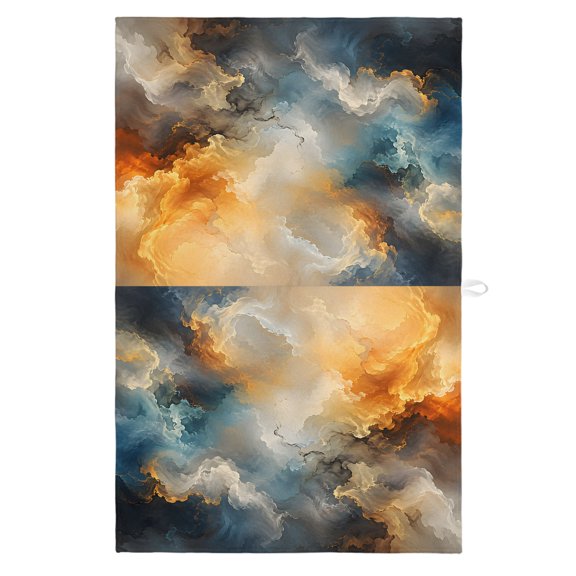 Abstract Cloud Kitchen Towels Dish Towel Pack of 1 Modern Art Watercolor Gold Blue Grey Waves Soft Dish Cloth Set Absorbent Dishcloth for Drying Dishes, Hand Towels 18 x 28 Inches