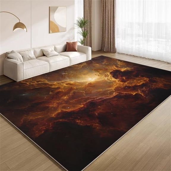 Abstract Cloud Landscape Area Rugs, Dark Brown Carpet, Washable Non Slip Low Pile Soft Rug for Entryway Bedroom Decor Mat 2ftx3ft