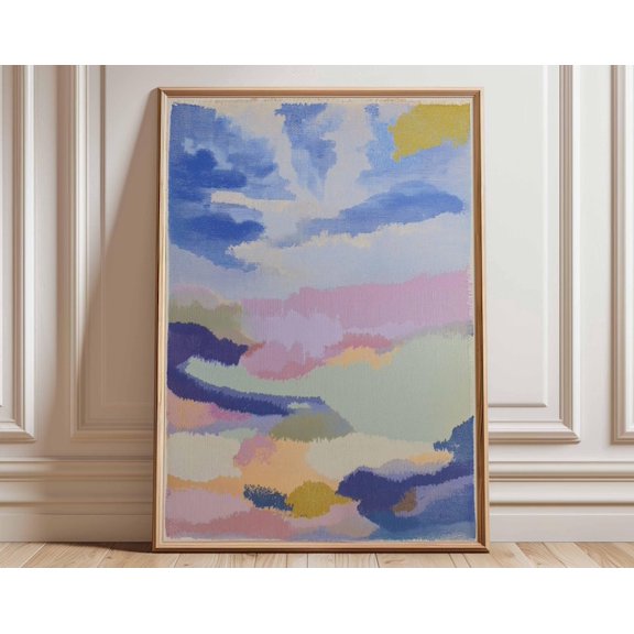 Abstract Cloud Pastel Sky Modern Colorful Landscape Wall Art Print, Unframed Paper Poster 24x36in