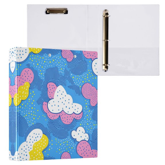 Abstract Cloud Pattern 3 Ring Hardcover Binders 1.5in Round Rings for Letter-Size Folder Paper Organizer Pockets for Office Student Recipe