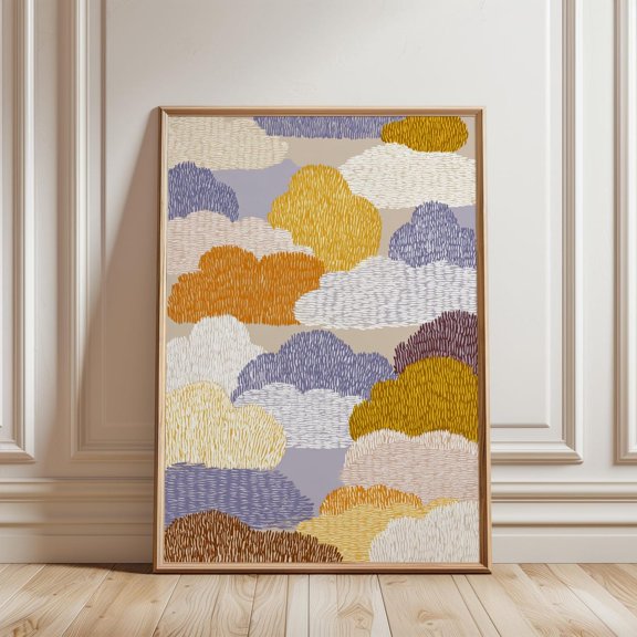 Abstract Cloud Pattern Neutral Modern Boho Wall Art Print, Unframed Paper Print