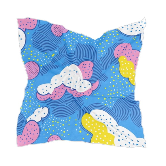 Abstract Cloud Pattern Women's Fashion Soft Scarf Square Satin Head Scarf Neck Scarf Head Hair Wraps