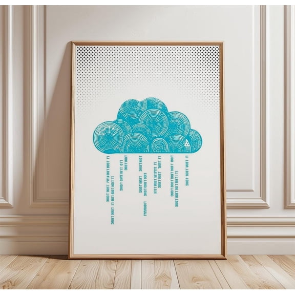 Abstract Cloud Rain Minimalist Graphic Art Blue Pattern Modern Typography Contemporary Decor Poster Wall Art Print