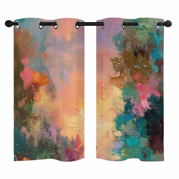 Abstract Clouds Blackout Curtains 39 Inches Long, Sky Landscape Oil Painting Impressionist Thermal Insulated Room Darkening Drapes with Grommets for Living Room 27.5"W x 39"L, 2 Panels