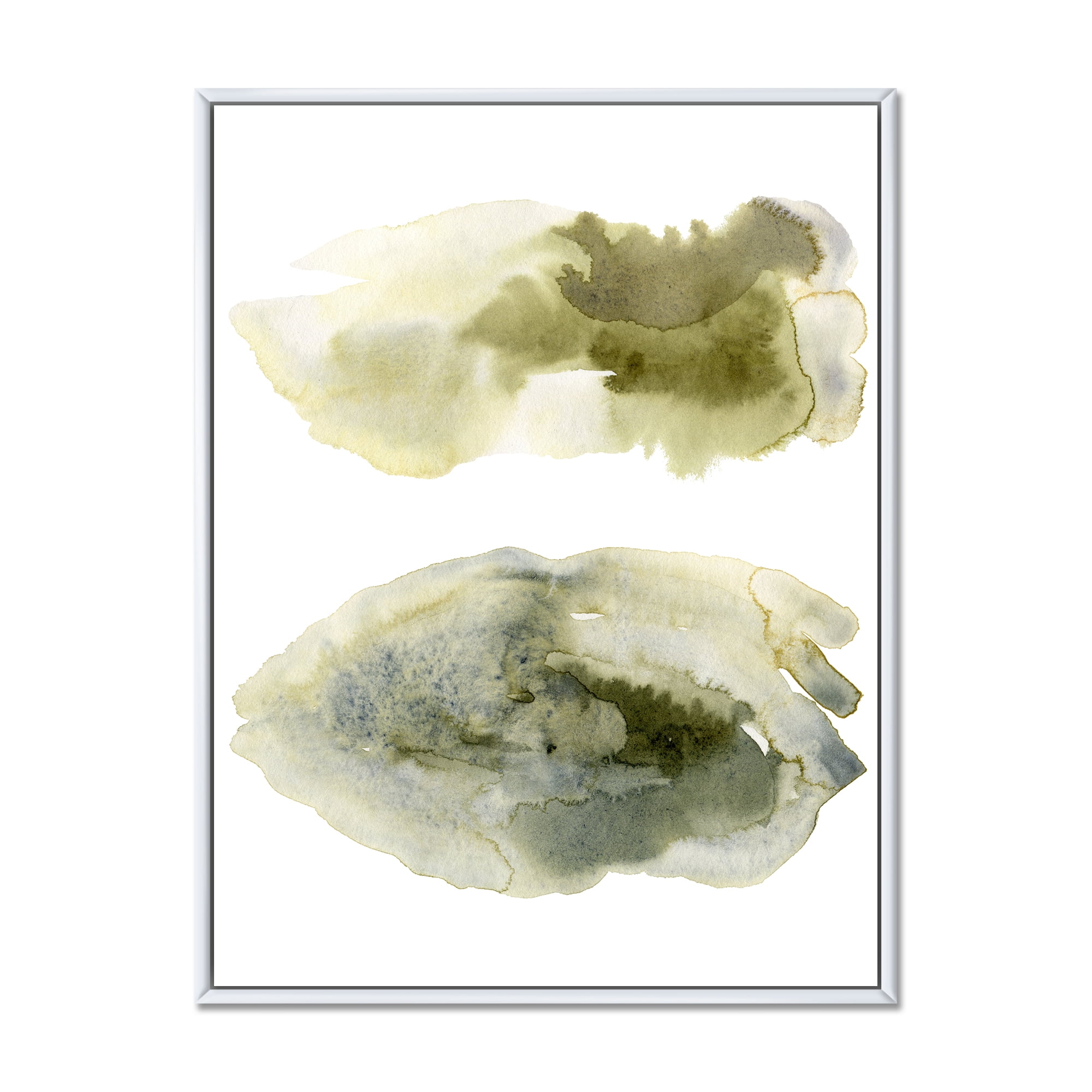 Abstract Clouds In Dark Green I 30 in x 40 in Framed Painting Canvas Art Print, by Designart