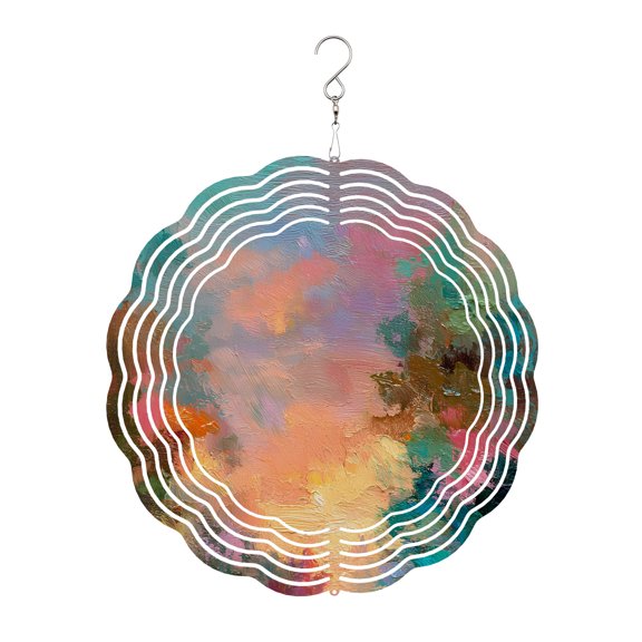 Abstract Clouds Wind Spinner for Garden Yard 10In, Sky Landscape Oil Painting Impressionist 3D Stainless Steel Kinetic Hanging Wind Spinners Rustproof Outdoor Decor for Lawn Patio Home