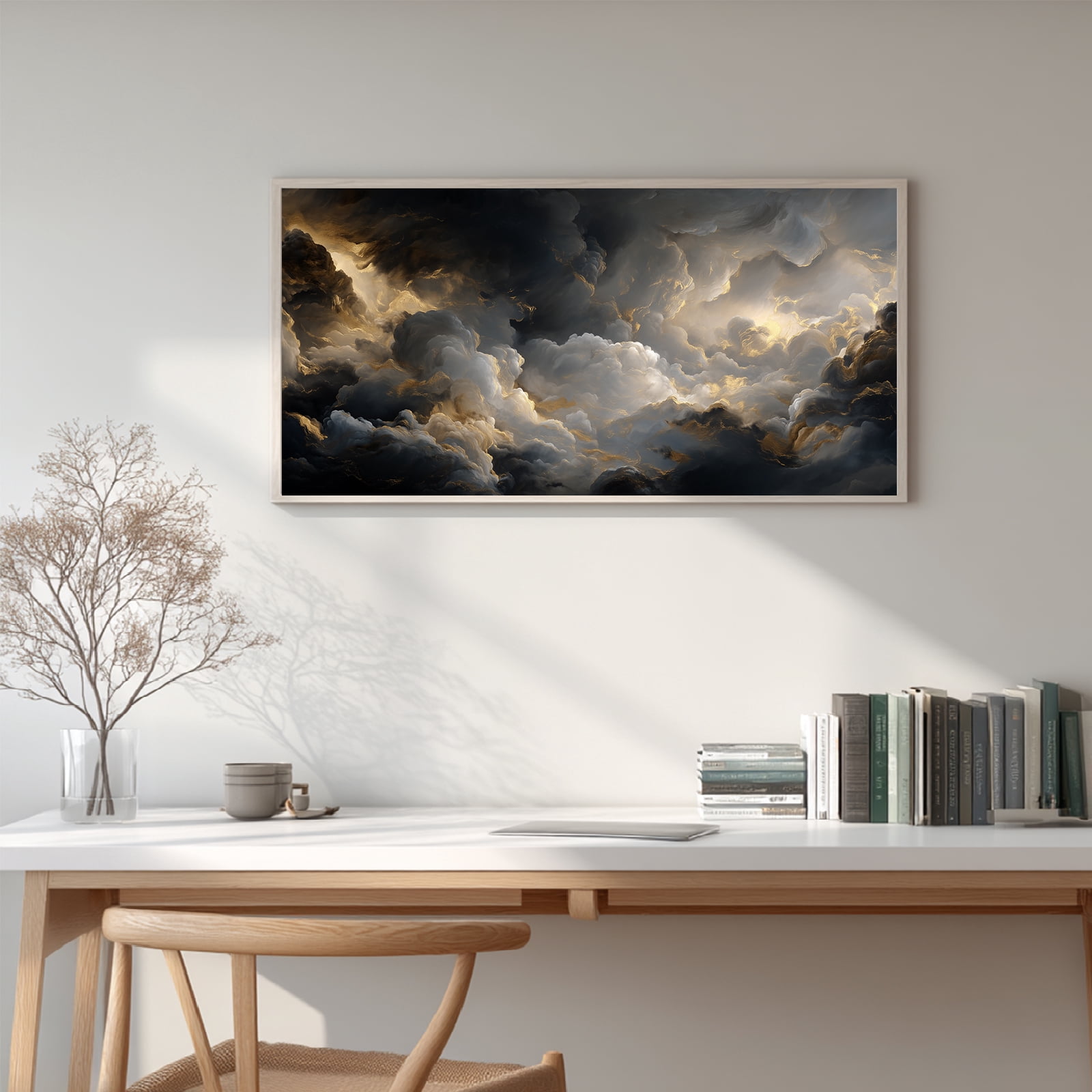 Abstract Clouds and Sky Canvas Painting Nature Wall Art for Living Room ...