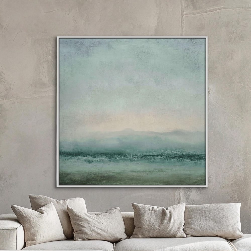 Abstract Coastal Landscape Green Blue Seascape Minimalist Poster ...