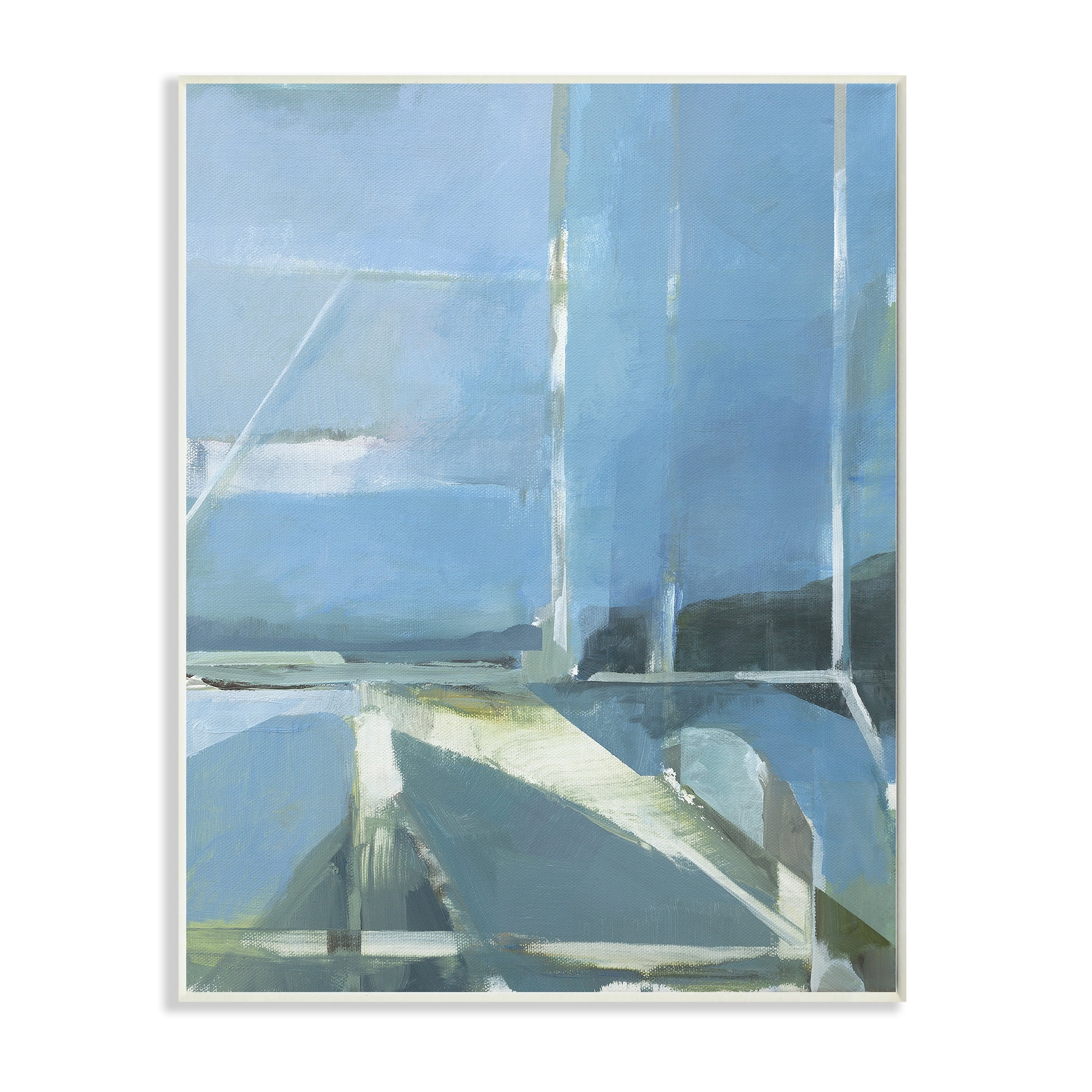 Abstract Coastal View From Window Blue Sky 10 in x 15 in Framed Painting Art Print, by Stupell Home Décor