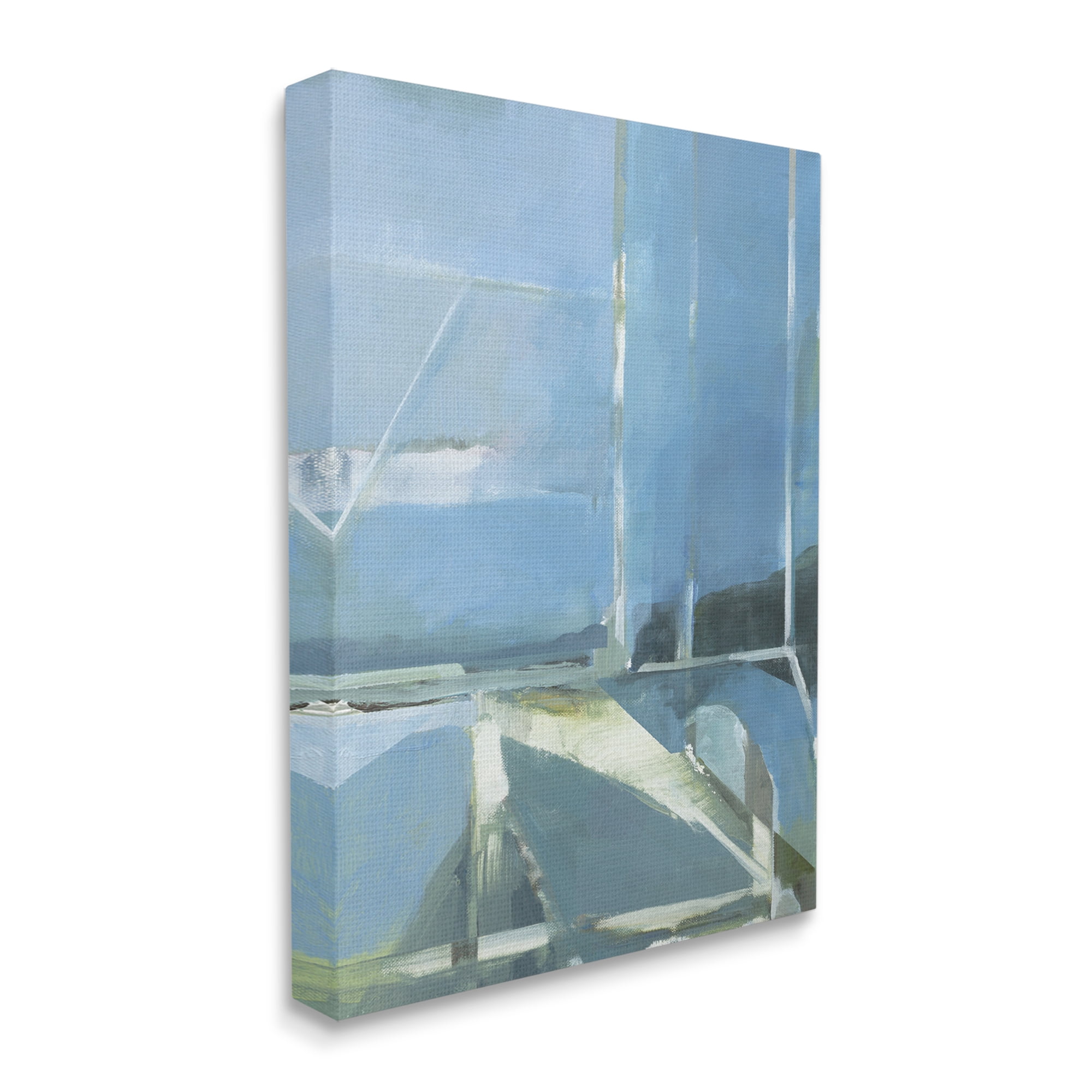 Abstract Coastal View From Window Blue Sky 16 in x 20 in Painting Canvas Art Print, by Stupell Home Décor