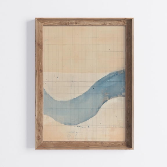 Abstract Coastal Wave Calming Blue Beach Home Decor, Unframed Canvas 24x36in