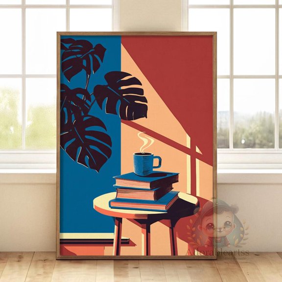 Abstract Coffee Illustration Wall Art Print, Unframed Paper Poster 8x10in