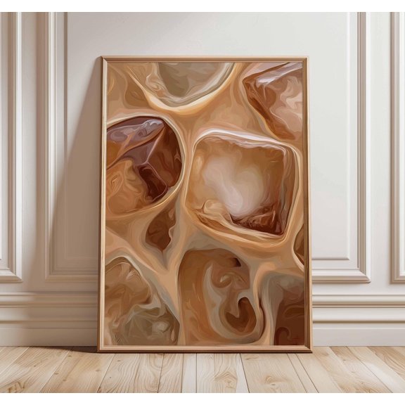 Abstract Coffee Modern Neutral Iced Coffee Unframed Paper Print 12x18in