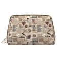 thumbnail image 1 of Abstract Coffee With Letters Makeup Bag, Large Capacity Travel Cosmetic Bag for Women Girls- Travel Toiletry Bag Leather Portable Waterproof Makeup Case Organizer with Handle, 1 of 4