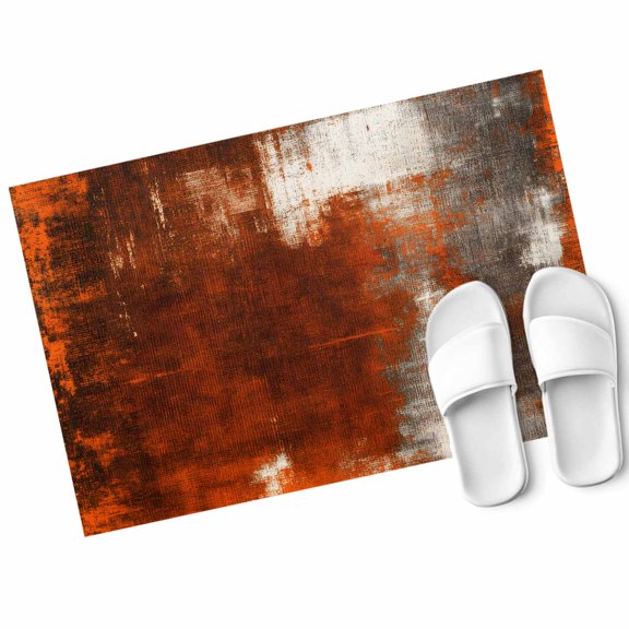 Abstract Collage Art Door Mat Vintage Red Oil Painting Texture Non Slip Absorbent Entrance Mat Washable Low Profile Indoor Doormat for Front Door Entryway Entry 16"x24"