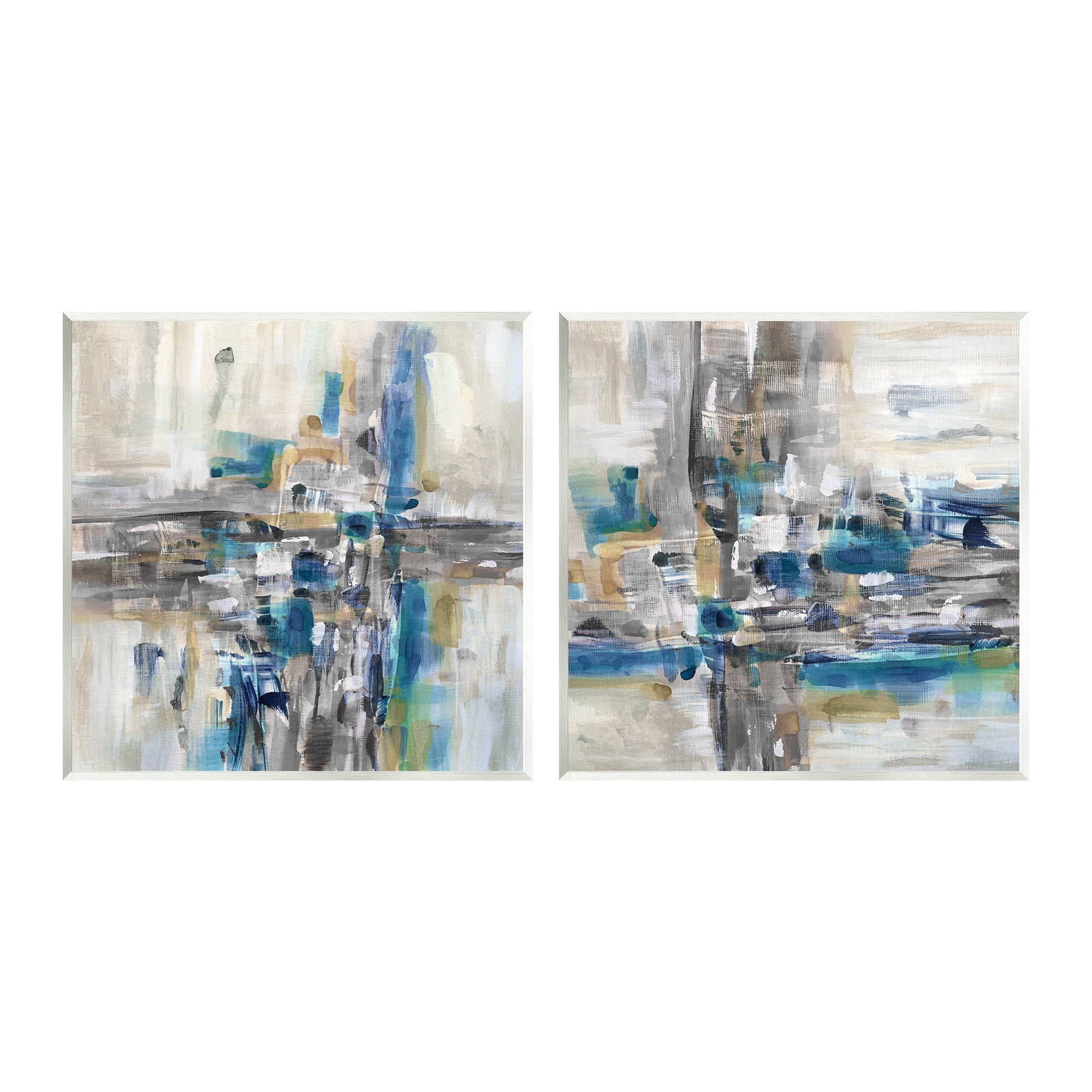 Abstract Collage Chaotic Brush Strokes 12" x 24" MDF Wood Wall Art Set