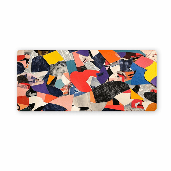 Abstract Collage Design Mouse Pad 35.4 x 15.8 Inches Rubber Desk Mat for Office and Gaming