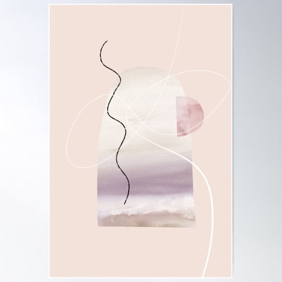 Abstract Collage, Line Drawing, Warm, Pastel Tones. Poster Wall Art, Modern Wall Decor For Living Room Bedroom, 8x12 UNFRAMED