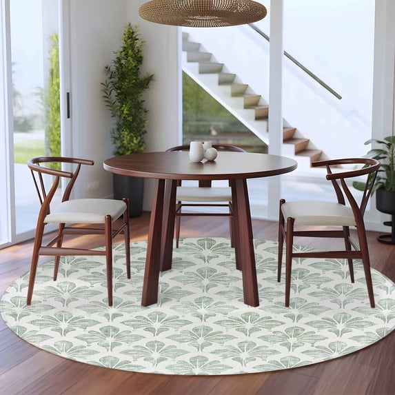 Round Table Rectangular Rug Abstract Color Block 5ft Round Rug for Dining Table for 4 People Under ...