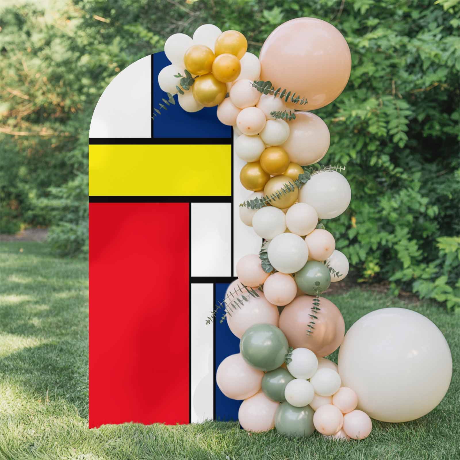 Abstract Color Block Arch Backdrop Cover 6.6 FT, Yellow Red Blue ...