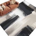 thumbnail image 1 of Abstract Color Block Area&nbsp;Rug 5x8ft Beige Black Grey Brush Modernism Non-Slip&nbsp;Washable Square&nbsp;Rugs Soft Felt Indoor Floor Mat for Bedroom Kitchen Living Room Bathroom, 1 of 9