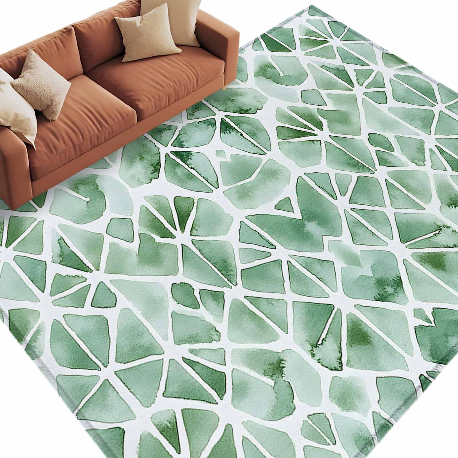 Abstract Color Block Area Rug 6x9ft Sage Green Modernism Watercolor Non ...