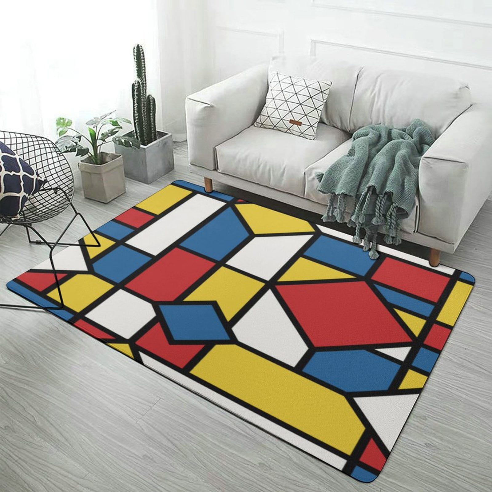 Abstract Color Block Carpet Rug for Home Living Room Bedroom Sofa ...
