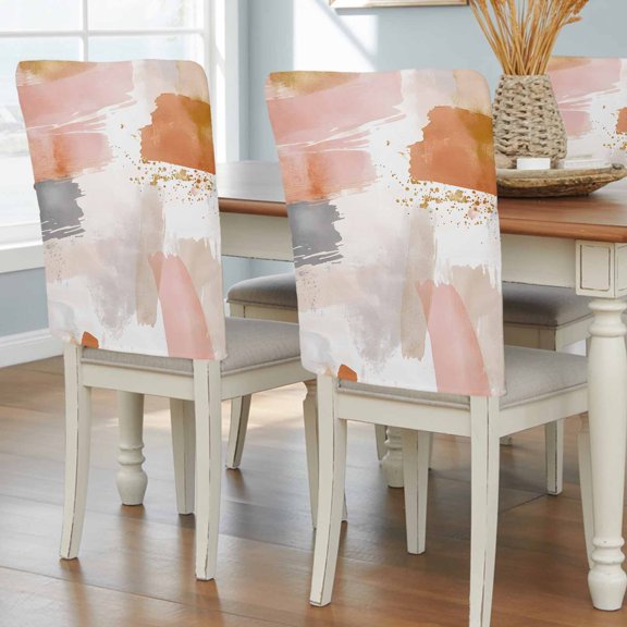 Abstract Color Block Dining Chair Back Cover Only, Bohemian Nordic Set of 4 Chair Back Covers, Removable Washable for Dining Room, Banquet & Holiday Decoration