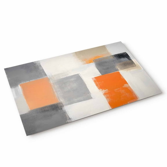 Abstract Color Block Door Mat Grey Orange Impressionist Modern Non Slip Absorbent Entrance Mat Washable Low Profile Indoor Doormat for Front Door Entryway Entry 16"x24"