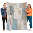 thumbnail image 1 of Abstract Color Block Flannel Blanket for Bed,Travel and Camping, Blue Brown Modern Oil Painting Style Super Soft Cozy Blanket for All Seasons 32"x48", 1 of 7
