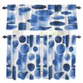 thumbnail image 1 of Abstract Color Block Kitchen Curtains Valances and Tiers Set of 3 Blue White Geometric Modern Art Tier Curtains and Valance with Rod Pocket for Small Windows, 27.5"x36", 1 of 9