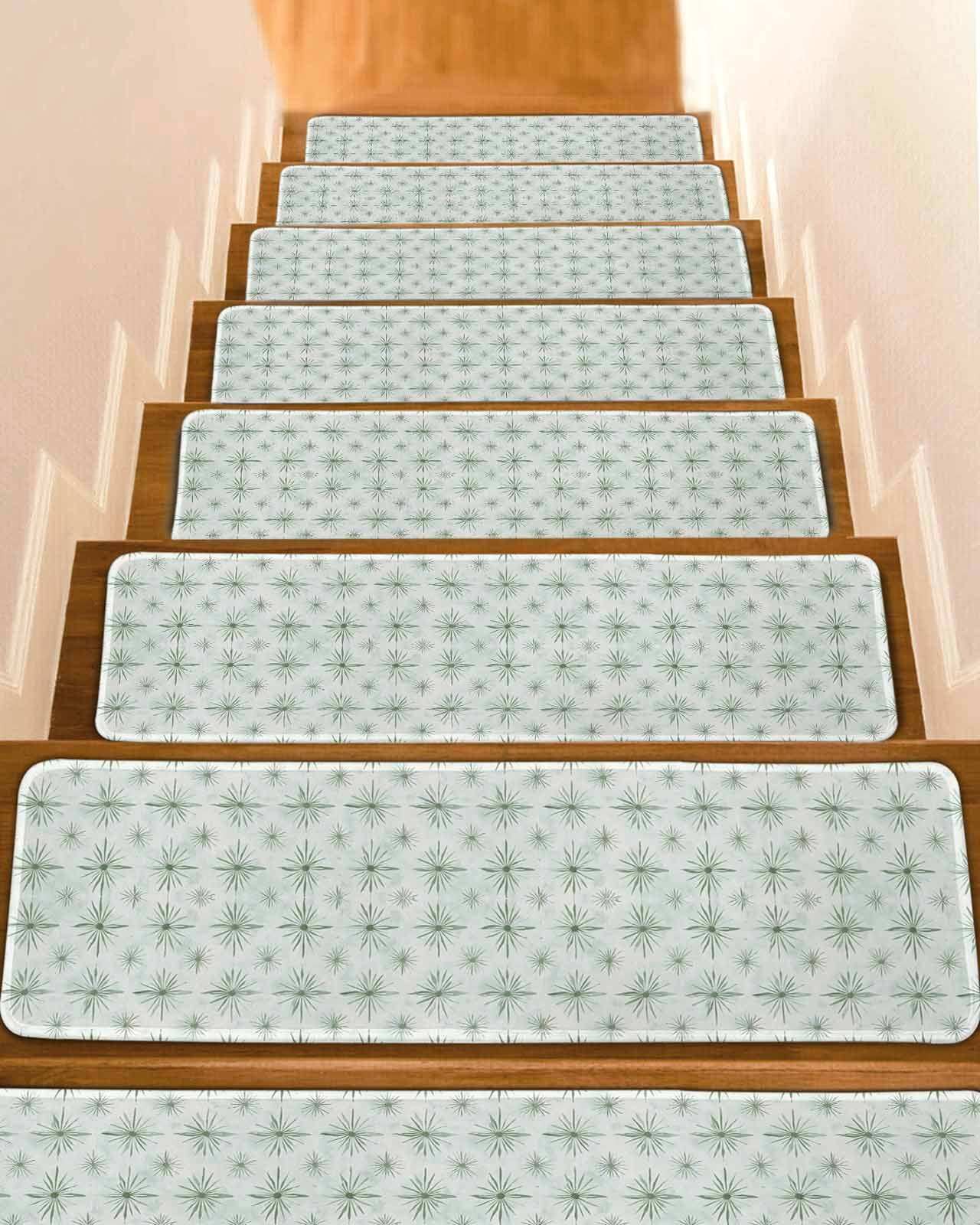 Abstract Color Block Non-Slip Stair Treads for Wooden Steps, 10 Pack ...