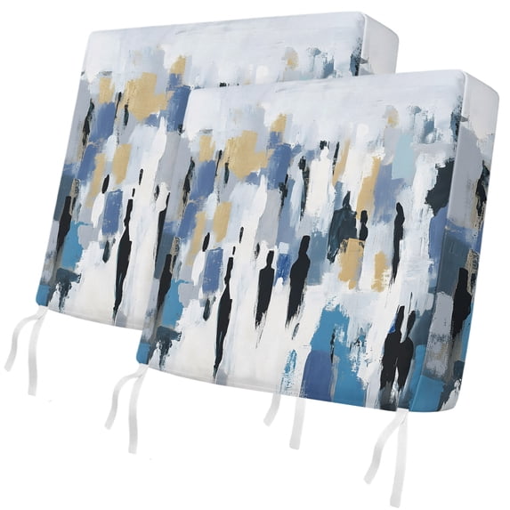 Abstract Color Block Outdoor Cushion Covers, Blue Gold Impressionist ...