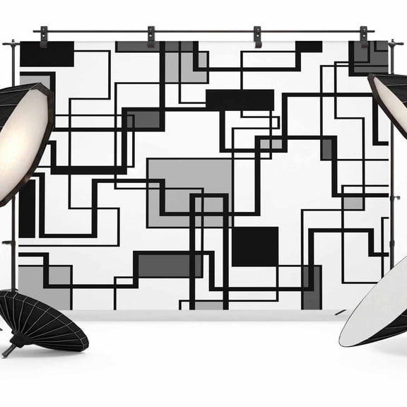 Abstract Color Block Photography Backdrop 7x5FT, Black Gray Rectangular Geometric Modern Photo Backdrops, Background for Photography Studio Photo Studio Background, Back Drop for Photoshoot