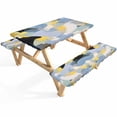 Abstract Color Block Picnic Table Cover with Bench Covers Blue Yellow ...