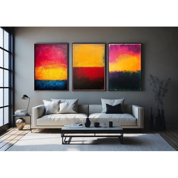 Abstract Color Block Print Modern Geometric Wall Art Set 3 Unframed Paper Print 8x12