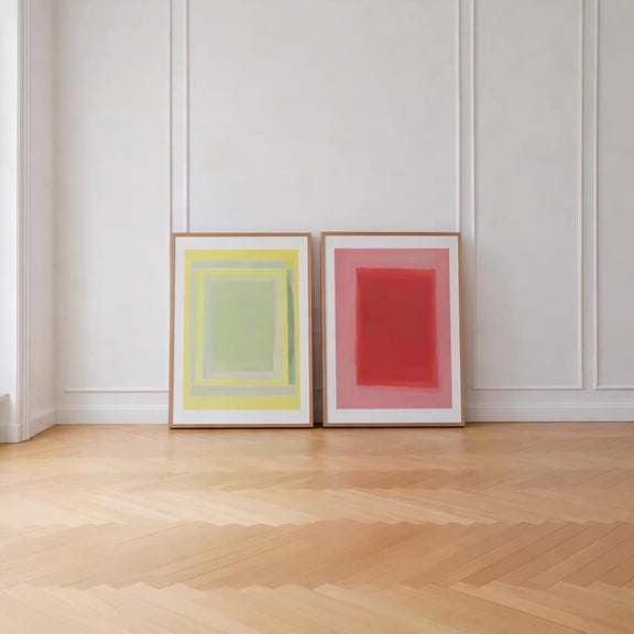 Abstract Color Block Prints Modern Geometric Wall Art Set 2 Unframed Paper Print 8x12