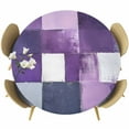 thumbnail image 1 of Abstract Color Block Round Fitted Table Cover Dark Purple Block Oil Painting Gradient Waterproof Table Cloth with Elastic Edge Wipeable Tablecloth for Picnic Camping Party Fits 36"-44" Diameter, 1 of 8
