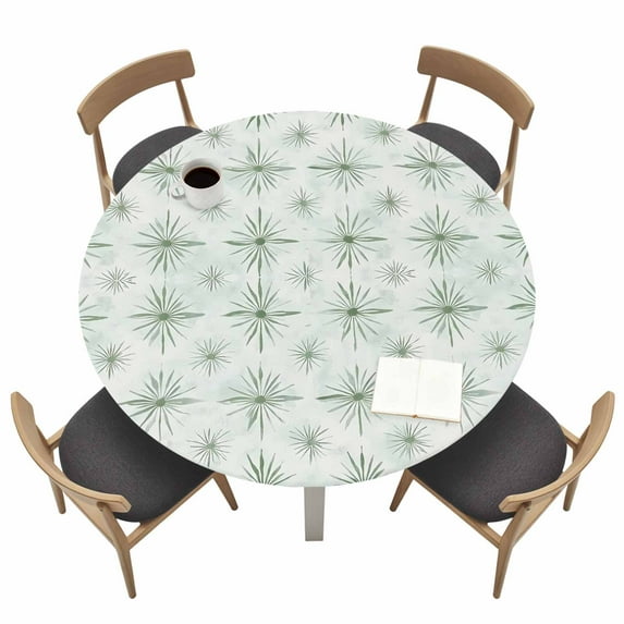 Abstract Color Block Round Fitted Tablecloth with Elastic Edge Green ...
