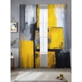 thumbnail image 1 of Abstract Color Block Sheer Curtains 108 Inches Long 2 Panels Yellow Block Modern Gradient Black Light Filtering Semi Sheer Window Curtains Drapes for Bedroom Living Room 52"x108", 1 of 7