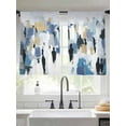 thumbnail image 1 of Abstract Color Block Sheer Curtains 54 Inches Long 2 Panels Blue Gold Impressionist Painting Art Light Filtering Semi Sheer Window Curtains Drapes for Bedroom Living Room 52"x54", 1 of 7