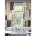 thumbnail image 1 of Abstract Color Block Sheer Curtains 63 Inches Long 2 Panels Grey Brown Oil Painting Style Geometric Light Filtering Semi Sheer Window Curtains Drapes for Bedroom Living Room 52"x63", 1 of 7