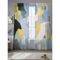thumbnail image 1 of Abstract Color Block Sheer Curtains 96 Inches Long 2 Panels Blue Yellow Geometric Modern Art Light Filtering Semi Sheer Window Curtains Drapes for Bedroom Living Room 52"x96", 1 of 7