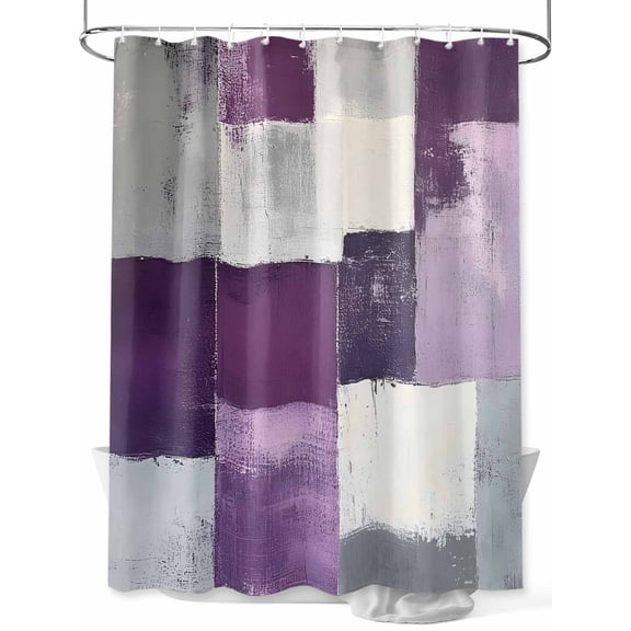 Abstract Color Block Shower Curtain Set ,Waterproof Fabric Shower Curtains Purple Block Oil Painting Gradient Gray Shower Curtains for Bathroom,Bathroom Decor 36"x72"