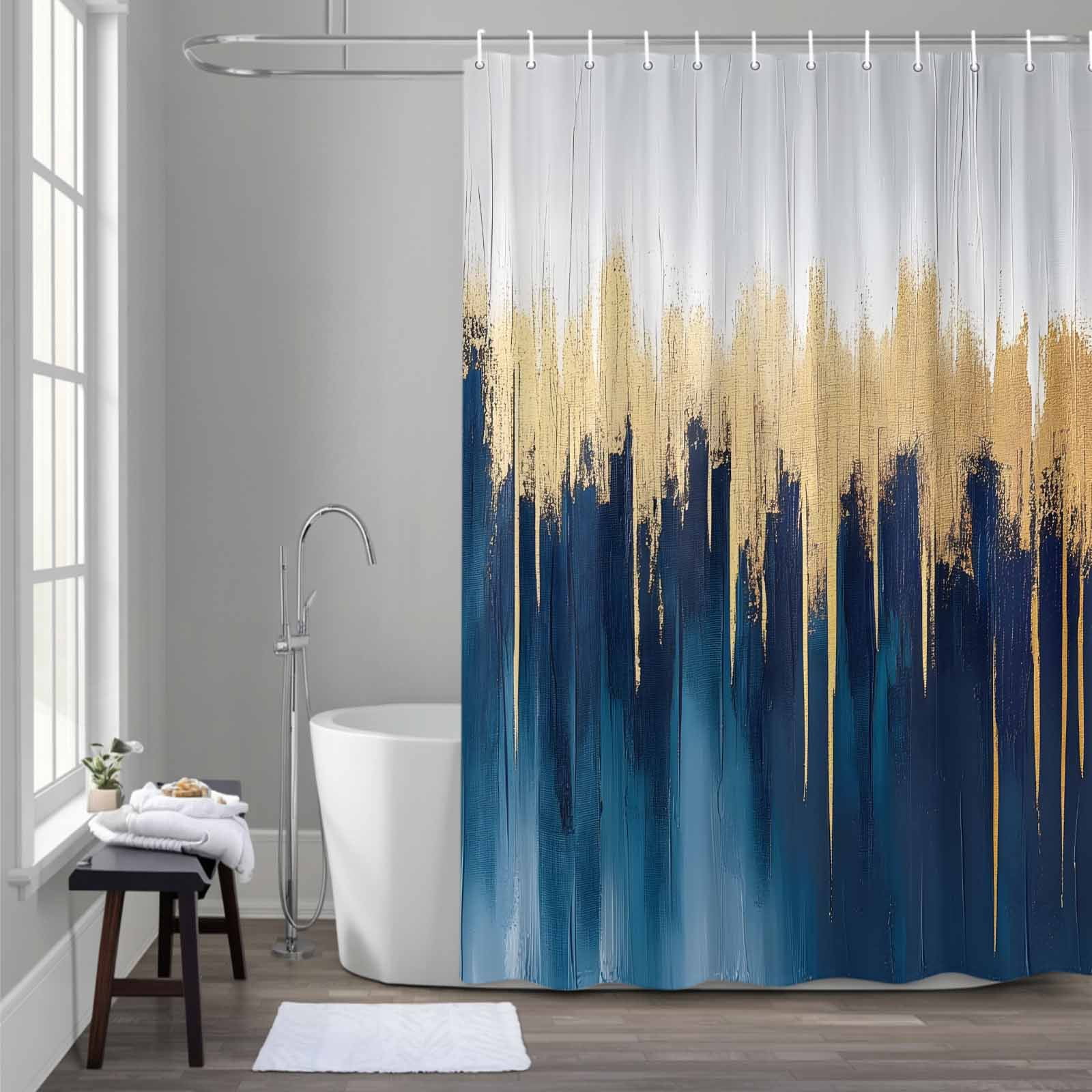 Blue And Gold Shower Curtainnull