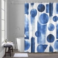 thumbnail image 1 of Abstract Color Block Shower Curtain for Bathroom Decor, Blue White Geometric Modern Art Waterproof Fabric Shower Curtain, 72"x96" Set with 12 Hooks, 1 of 9