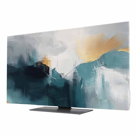 Abstract Color Block TV Dust Cover 43 Inch, Gradient Blue Grey Black ...