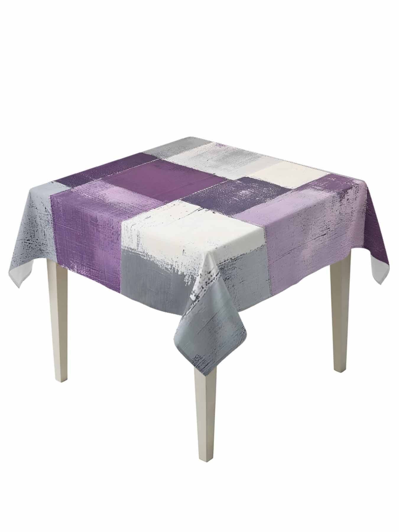 Abstract Color Block Table Cloth 54x54 Inch Square, Purple Block Oil ...