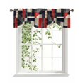 thumbnail image 1 of Abstract Color Block Tie Up Valances Curtain, Gray White Geometric Black Striped Kitchen Valances for Windows Decor, Rod Pocket Short Curtains Set for Bedroom/Bathroom, 42"x12", 1 of 9