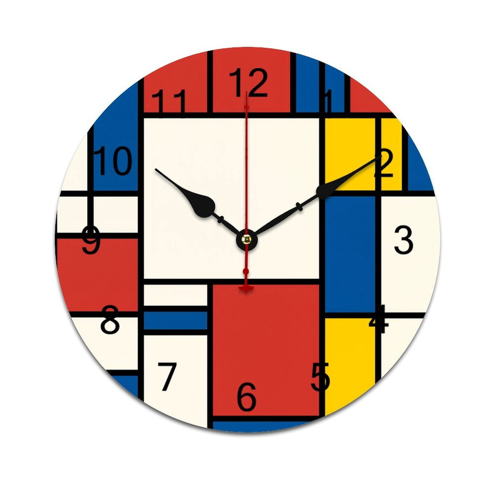 Abstract Color Block Time Decorative Wall Clocks Round Large Wall Watch ...